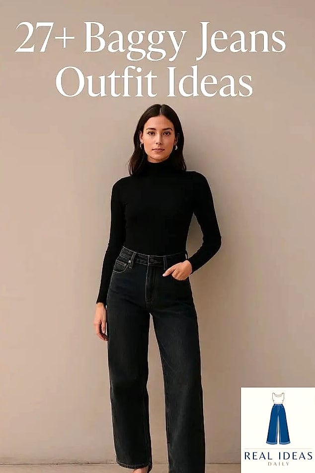 29 Baggy Jeans Outfit That Will Transform Your Look 9 Turtleneck & Baggy Jeans for Effortless Layering