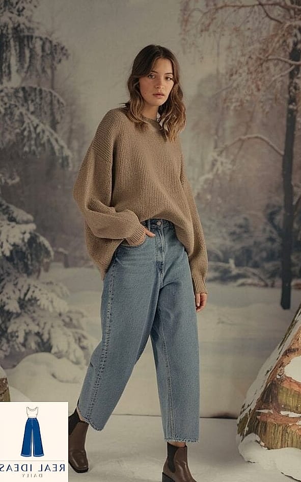 Turtleneck and Baggy Jeans for Effortless Layering