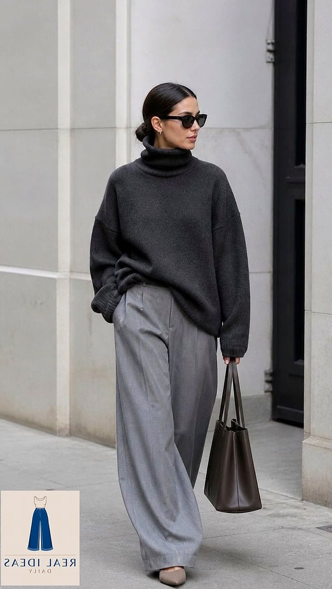 26 Wide Leg Sweatpants Outfit Every Style Lover Needs to See 8 Turtleneck and Knee-High Boots