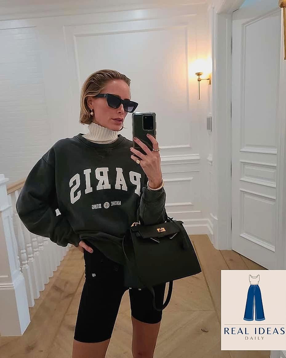 Turtleneck Layered Under a Sweatshirt