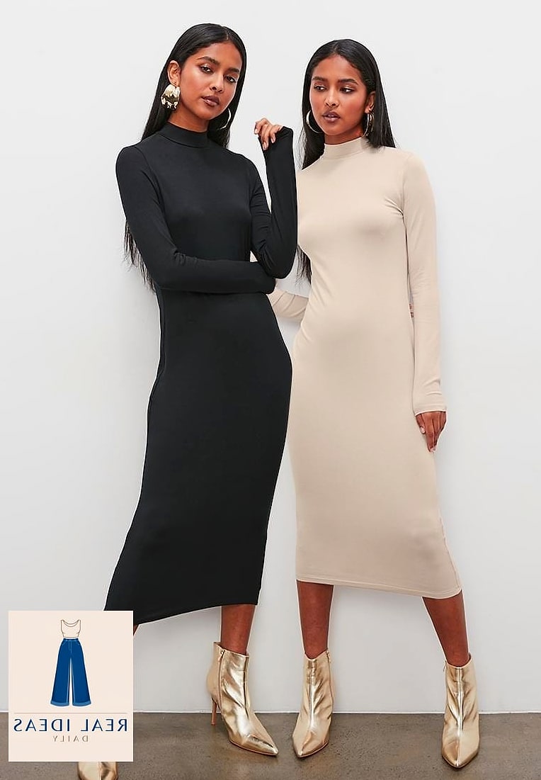 Turtleneck and midi skirt for the office