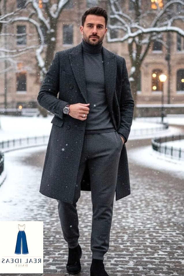 30 Grey Sweatpants Outfit You'll Want to Screenshot Immediately 9 Turtleneck and sweatpants for cold weather