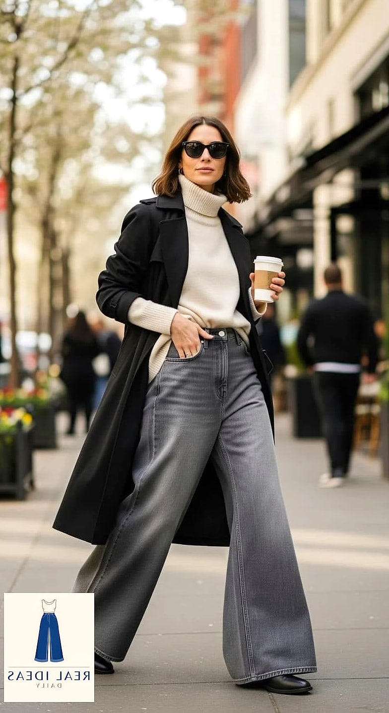 Turtleneck and Trench Coat Layering