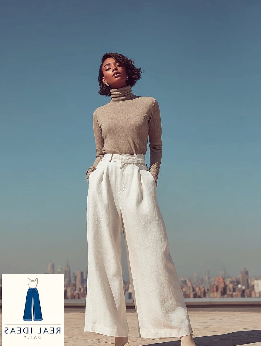 The Turtleneck and Wide-Leg Sweatpants Pairing