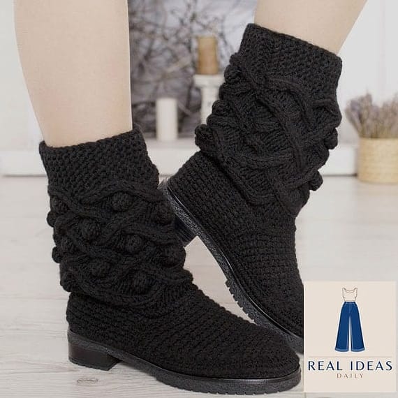 Two-Piece Knit Set with Over-the-Knee Boots