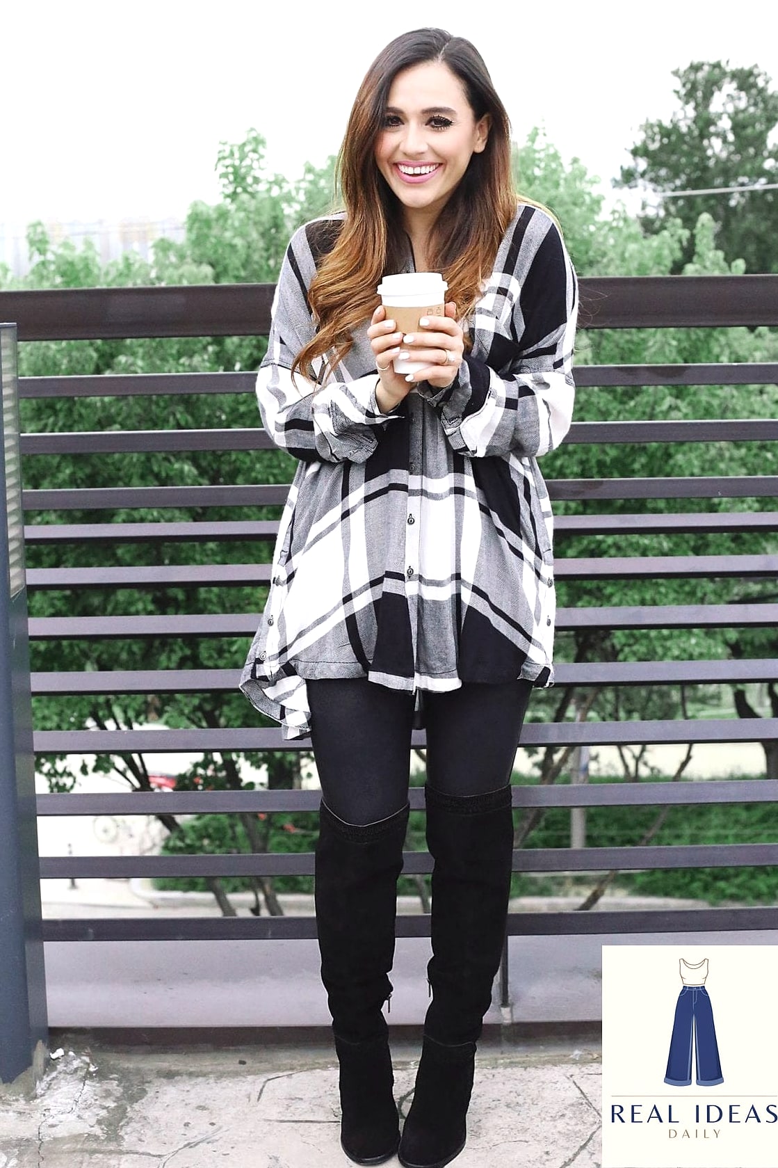 22 White Boots Outfit Worth Bookmarking Right Now 13 White Boots with Plaid for Fall Layering