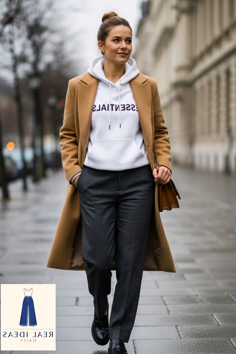 White Hoodie and Houndstooth Trousers