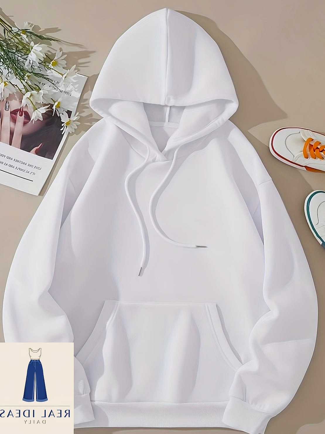 White Hoodie and Wide Belt