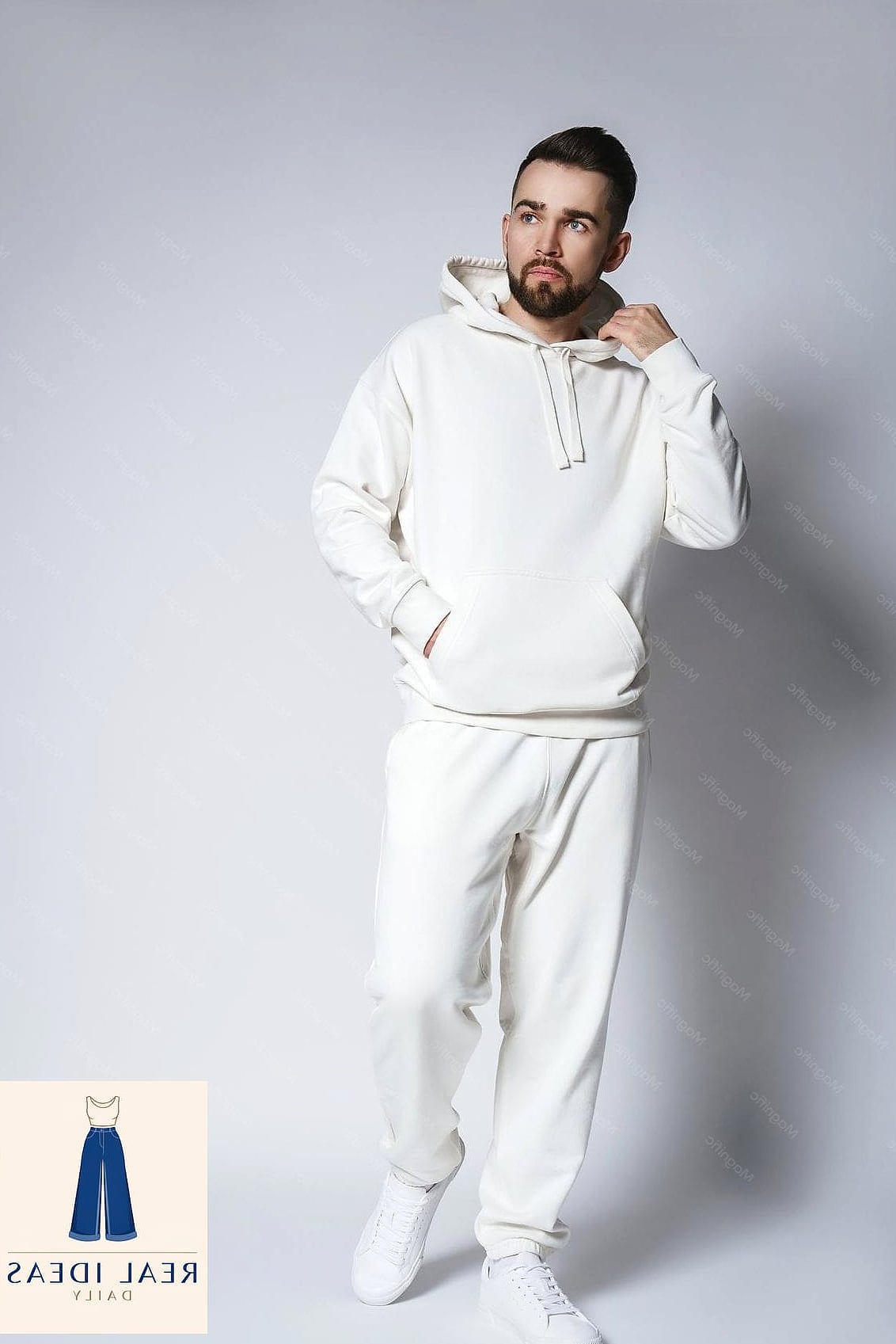 White Hoodie and Track Pants