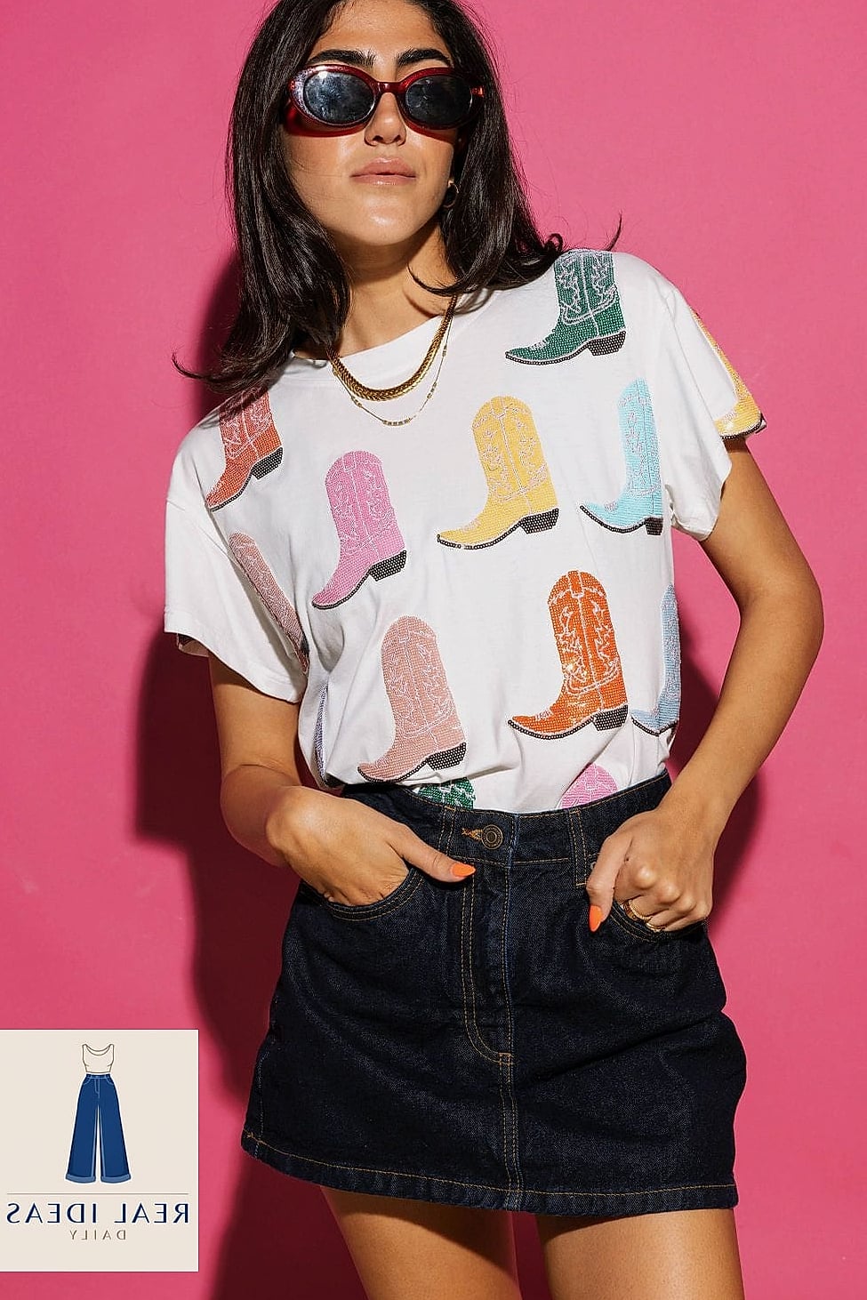 30 Cowboy Boots Outfit That Are Going Viral on Pinterest Right Now 2 The White Tee and Wide-Leg Jeans Combo