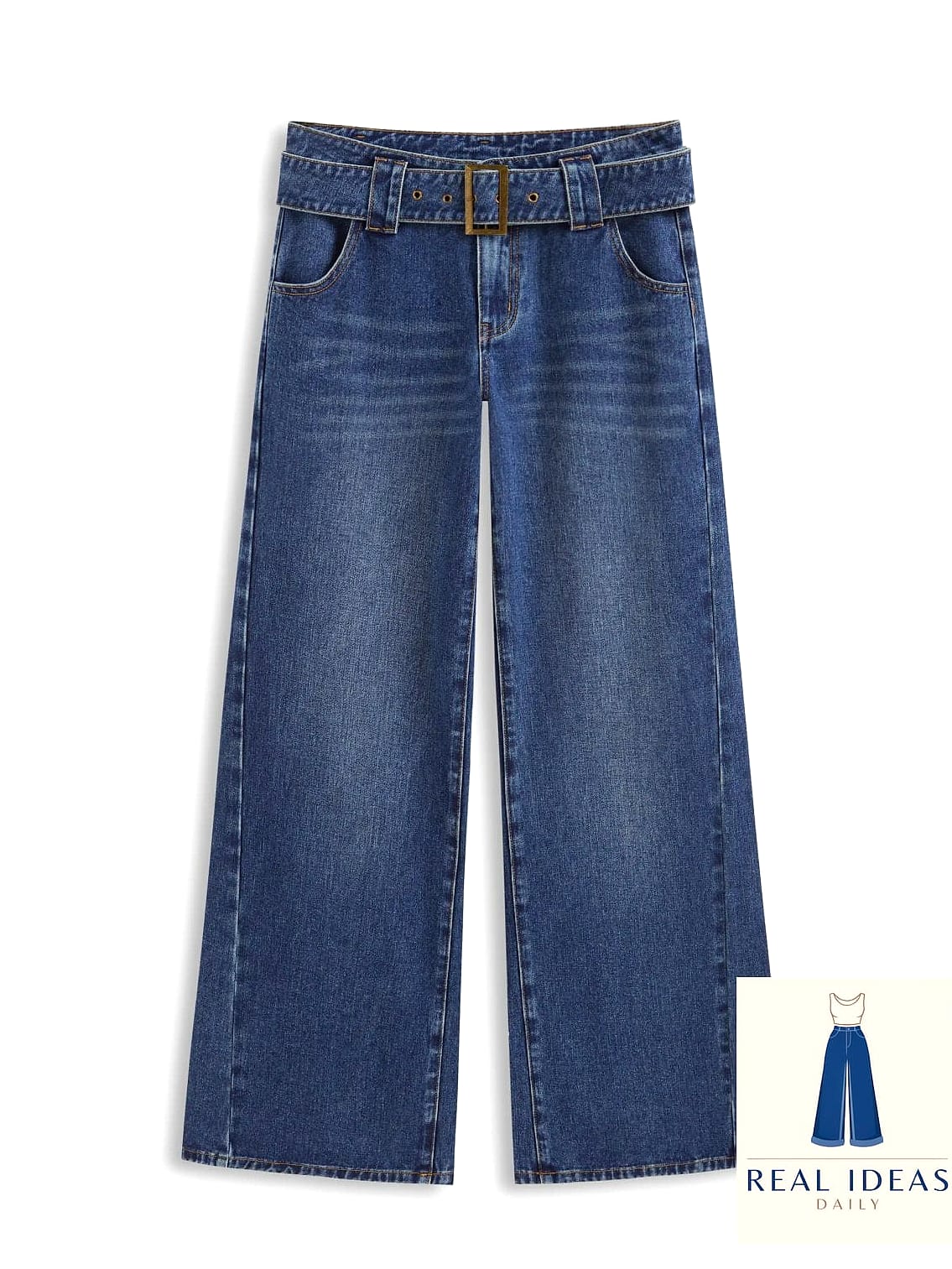 26 Cute Baggy Jeans Outfit Every Style Lover Needs to See 12 Wide Belt and Fitted Tank