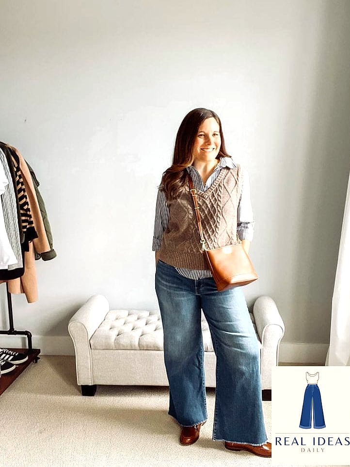 Wide-Leg Jeans + Striped Shirt