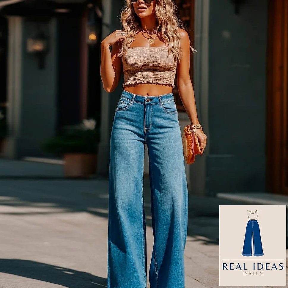 Wide-Leg Jeans + Crop Top
