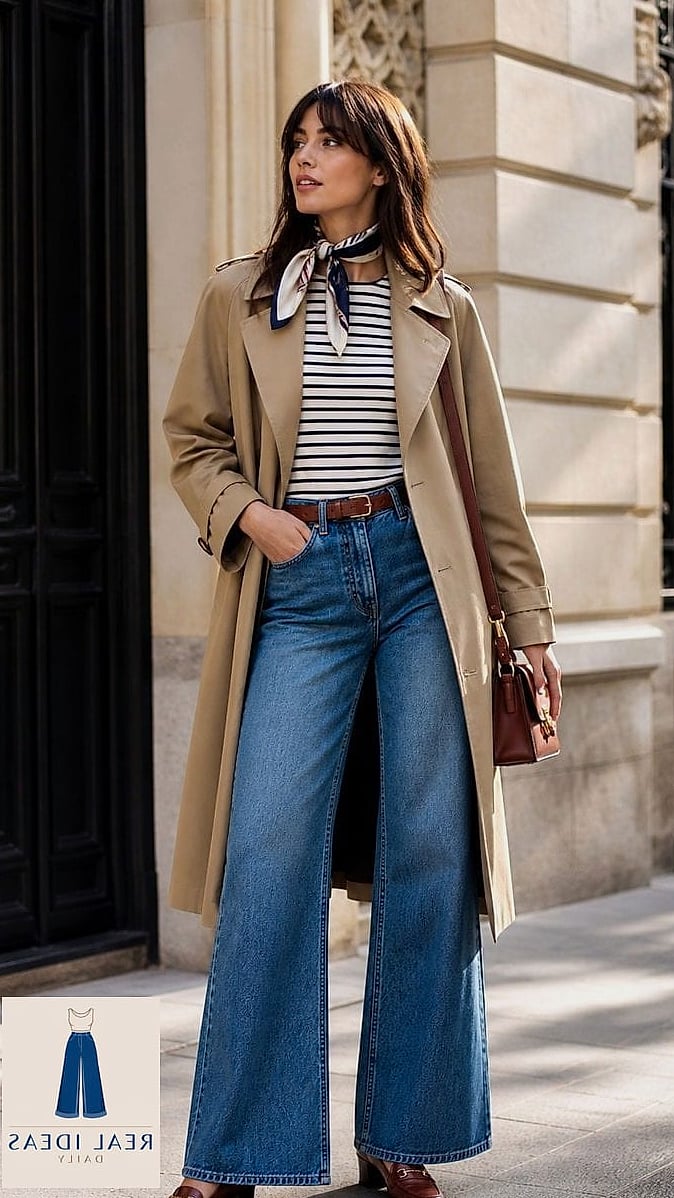 Wide-Leg Jeans + Trench Coat