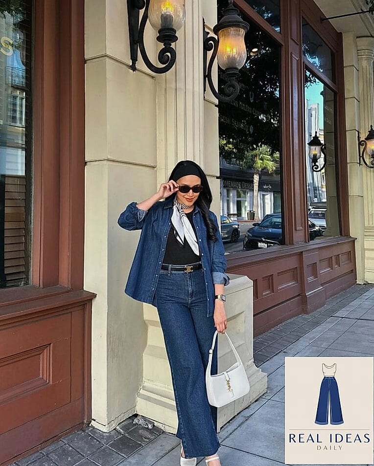 Wide-Leg Jeans + Denim Jacket