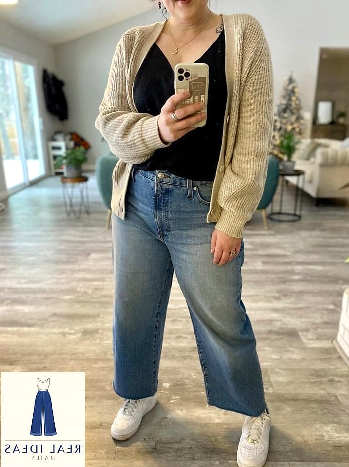 Wide-Leg Jeans + Cropped Cardigan
