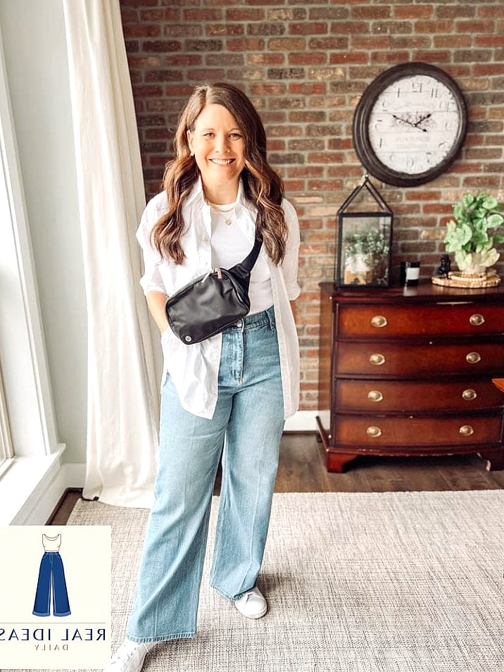 Wide-Leg Jeans + Oversized Button-Up
