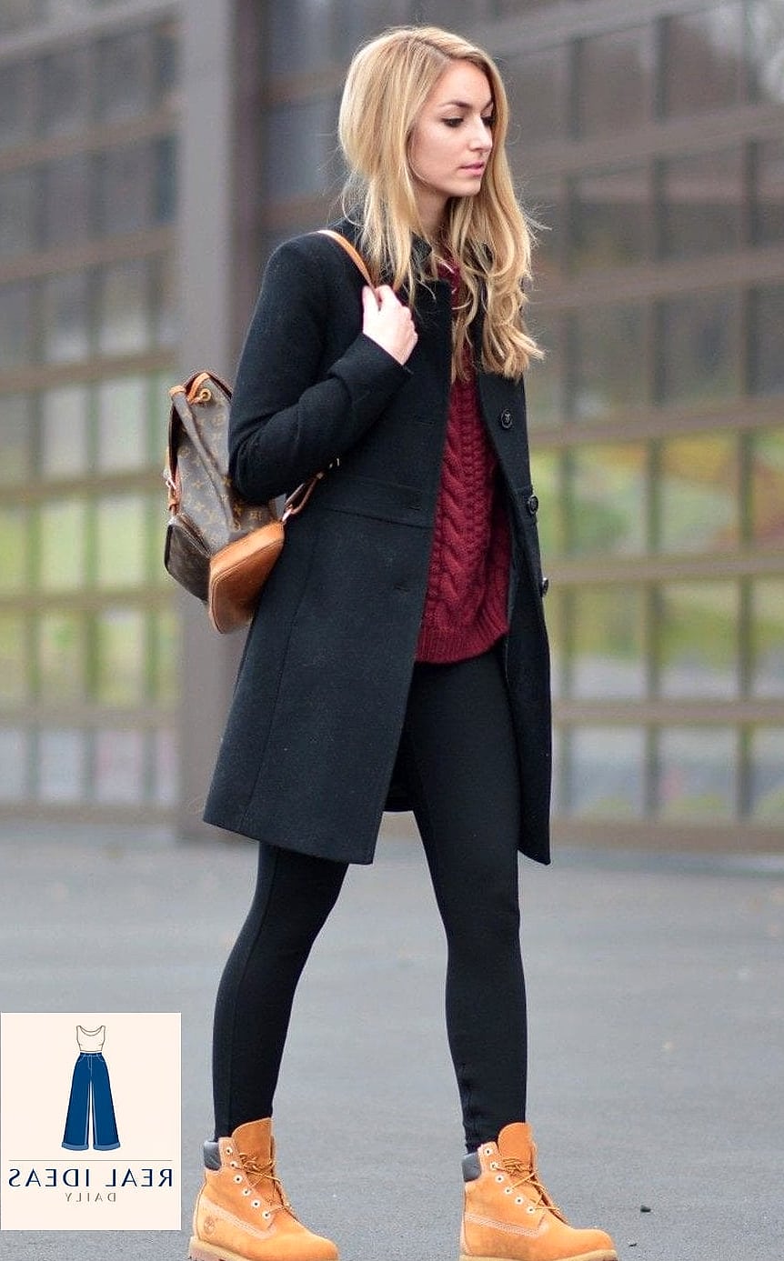30 Timberland Boots Outfit Women That Are Breathtakingly Beautiful 14 Wrap Dress and Ankle Socks