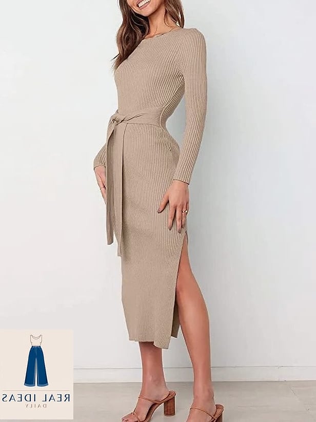24 Sweater Dress Outfit That Are Going Viral on Pinterest Right Now 18 Wrap Style Sweater Dress for a Flattering Fit