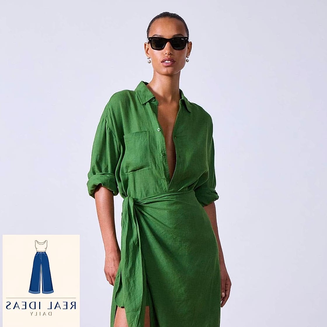 Wrap-Style Shirt Dress