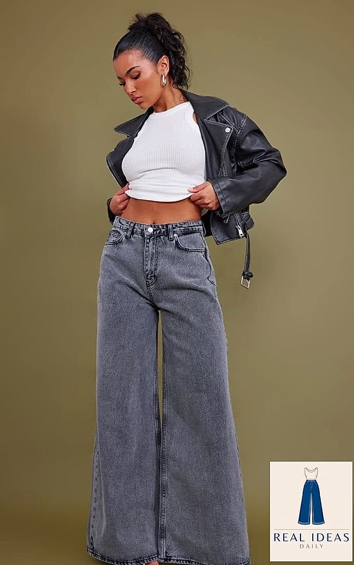 Wrap Top Styled with Grey Baggy Jeans