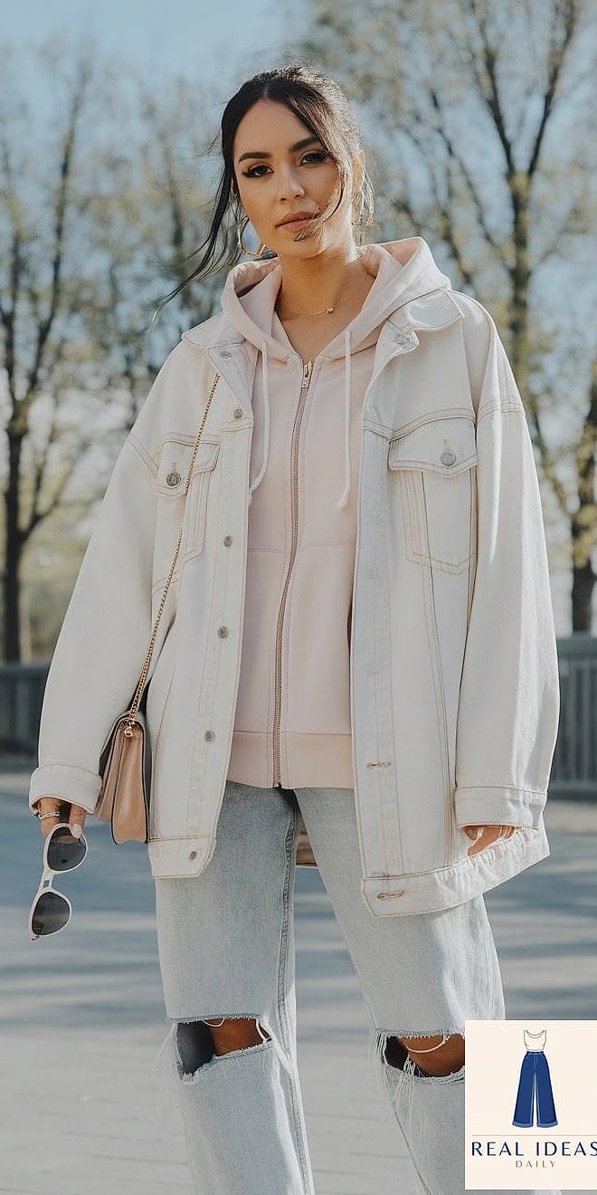 Zip Up Hoodie with Straight-Leg Jeans and Loafers